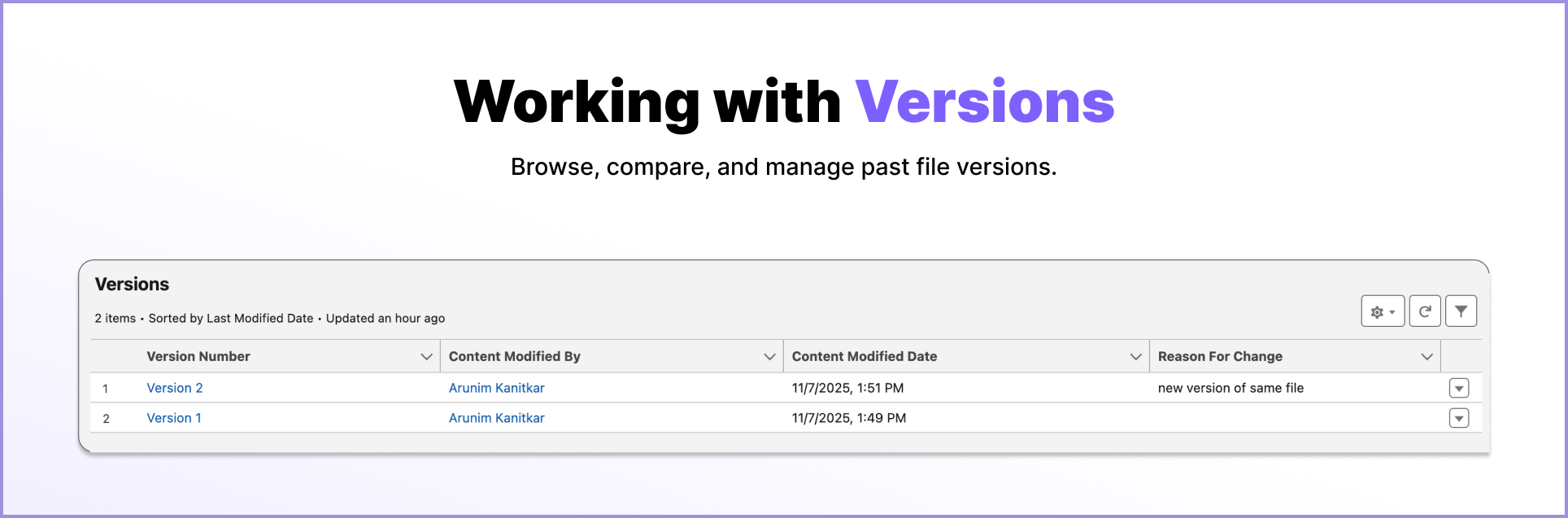 Working with file versions