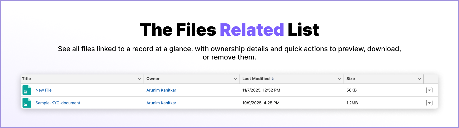 Files related list on a record