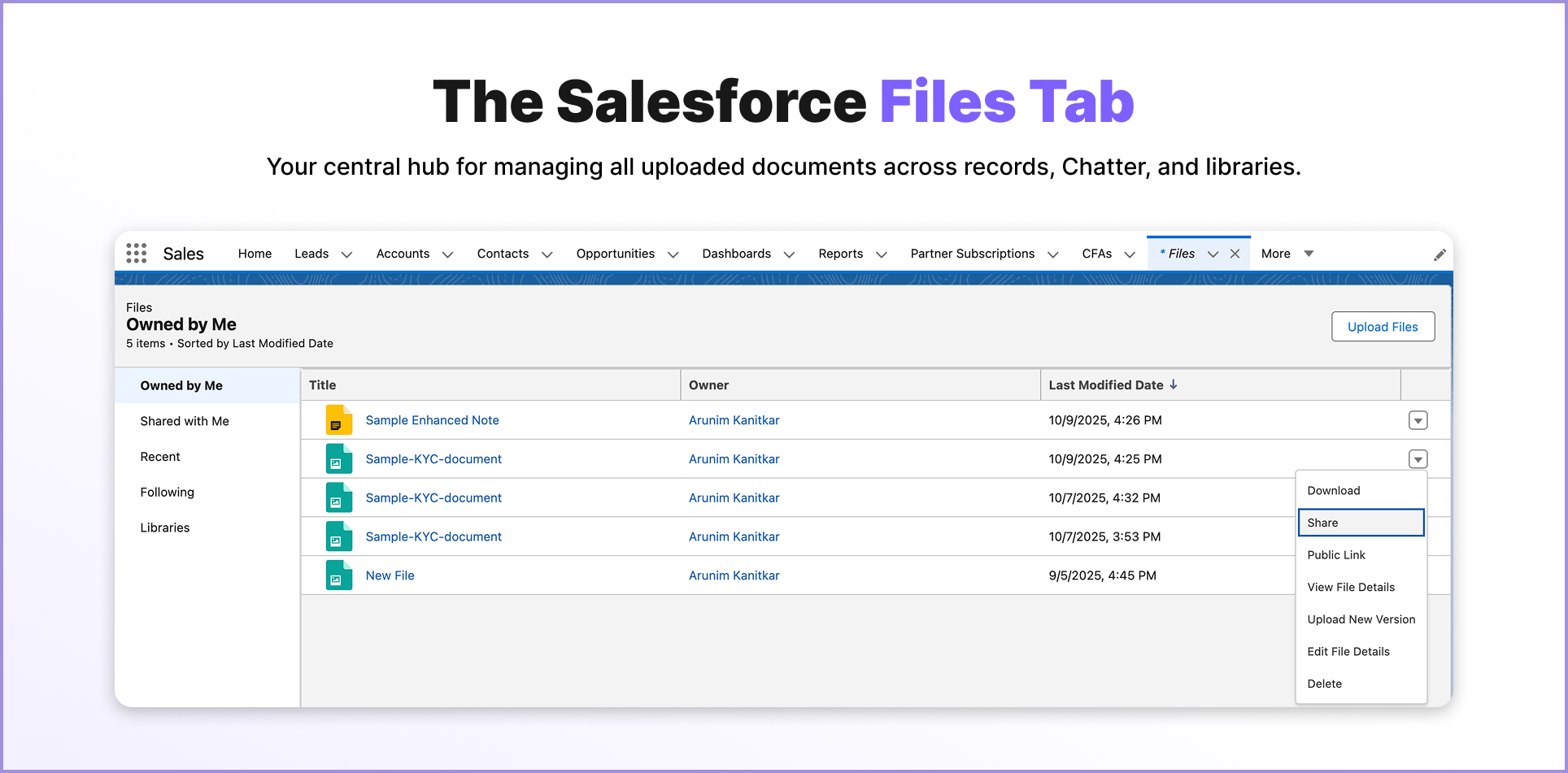 The Salesforce Files tab