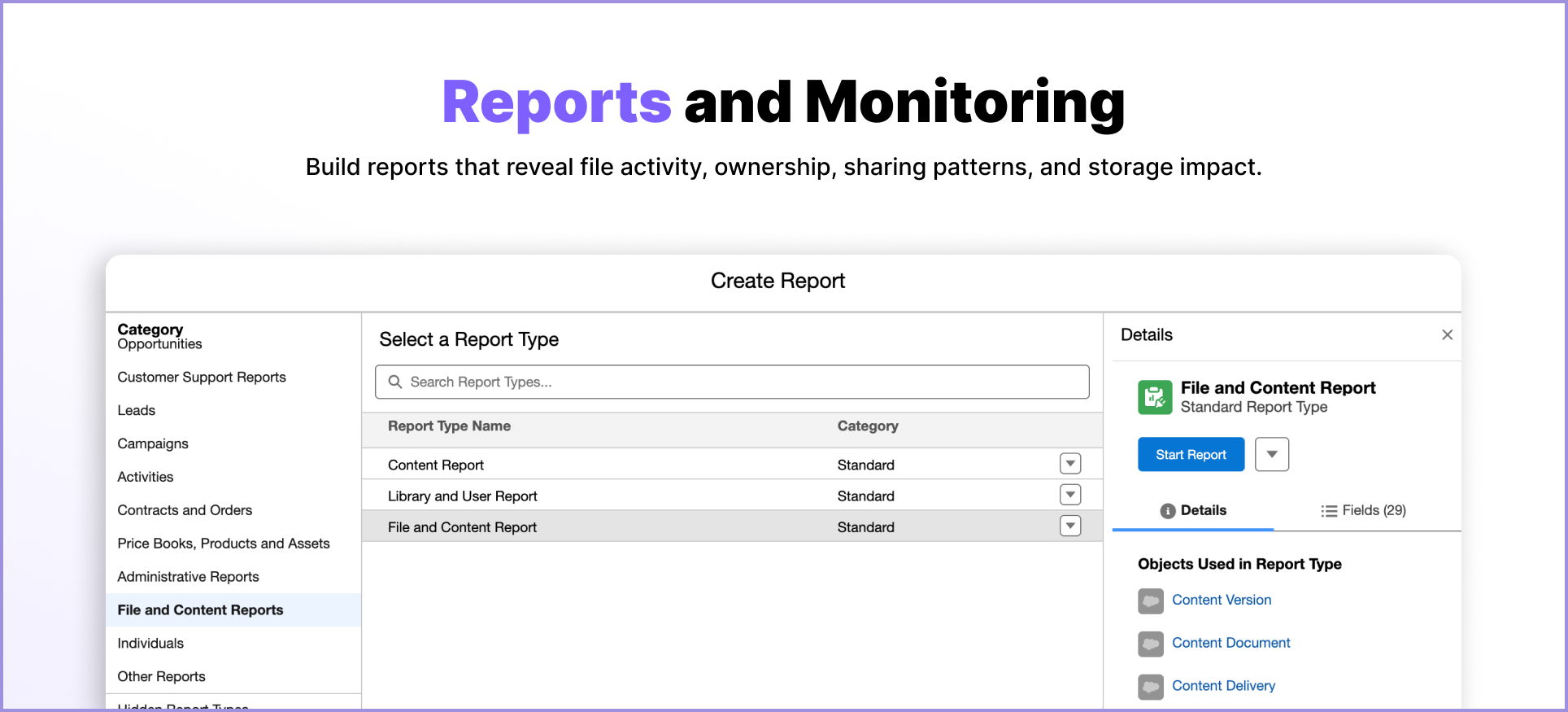 Reports and monitoring