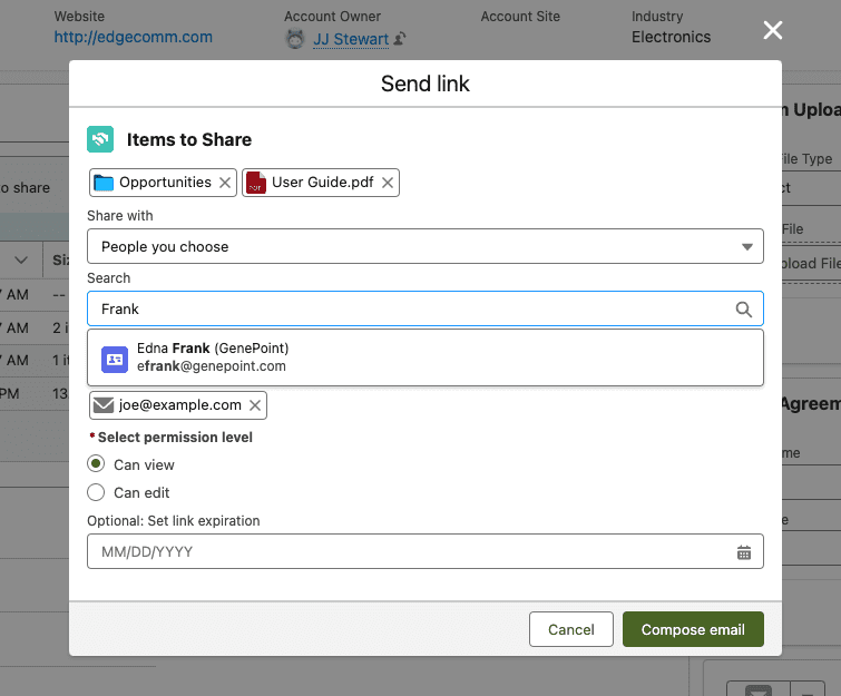 Share files or folders via Email