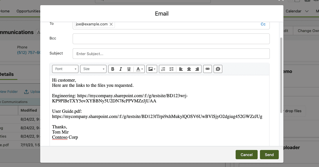Share files or folders via Email