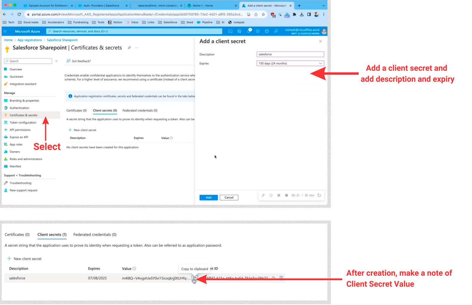 Step 4-  Creating new client secret