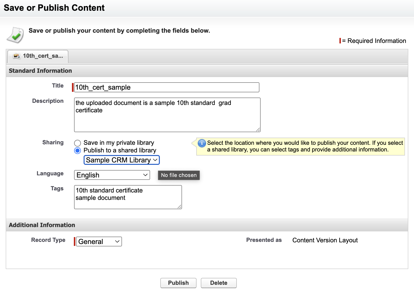 save or publish 10th certificate