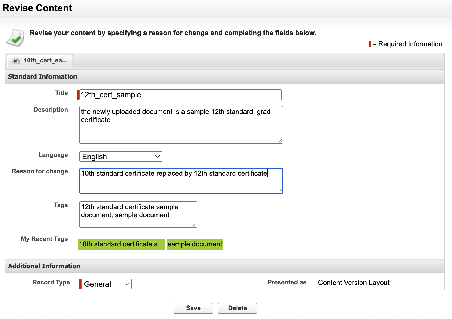 updated details of new version