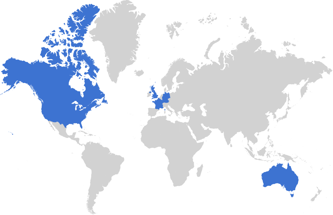 World map highlighting the regions where CloudFiles has customers