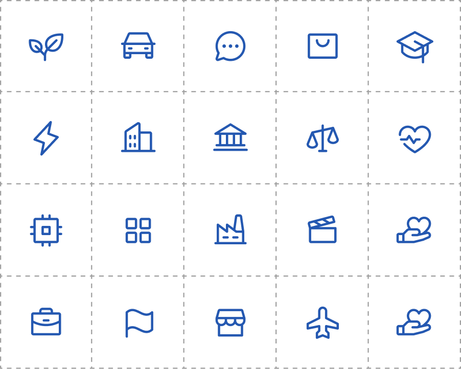 Icons representing the industries CloudFiles serves