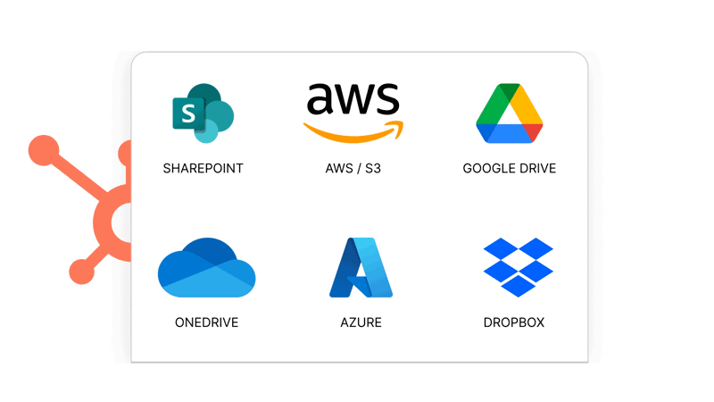 CloudFiles storage integration logos inside HubSpot